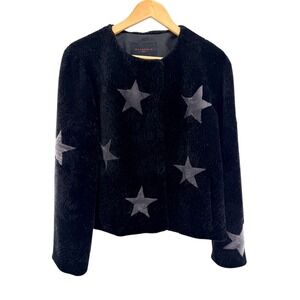 Annabelle SCBM Black Lamb Fur Star Jacket‎ Cropped Lined Women's L Edgy Glam